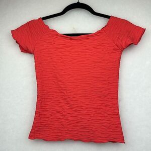 PUREED PUMPKIN CRINKLE BRAZILIAN TEXTURED BALLET TOP SZ SMALL cropped